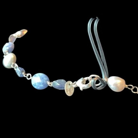 Silpada Sodalite Blue Lace Chalcedony Pearl Necklace & Earrings - NIB - Picture 5 of 6